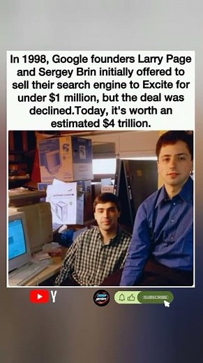 💰 Excite rejected Google for $750K. Now Alphabet is worth $4 trillion. #FYP #Shorts