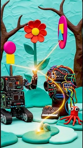 Dreamy techno robot in a clay world – visualizing how music feels inside #shorts #electronicmusic