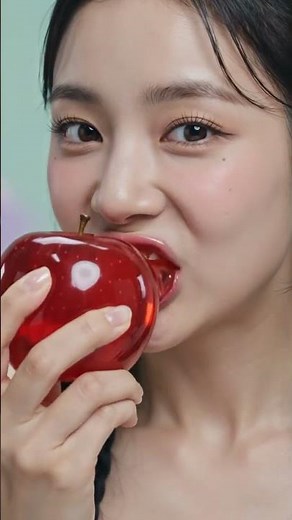 Beautiful Girl Eating Red Jelly Apple 🍎 | Satisfying ASMR Jelly Eating #shorts