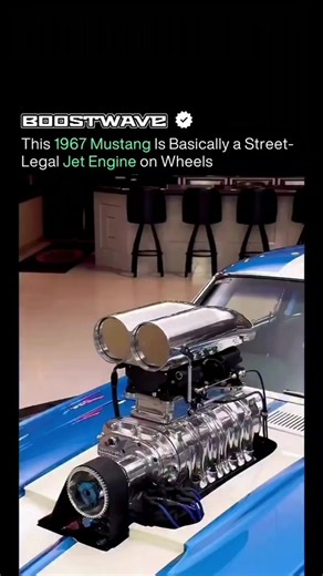 BoostWave on Instagram: "Breathing fire on four wheels. 🔥🏁 Under that classic 1967 Mustang shell is basically a street-legal jet engine. The polished roots-style blower shoves a violent amount of air into the V8, turning every tap of the throttle into instant boost, stupid torque, and tire-melting acceleration. This isn’t just a show car — it’s a mechanical symphony. The scoop, the belt drive, the whine of the supercharger and the old-school chassis all working together to turn gasoline into p