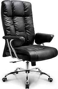 NEO CHAIR Office Chair Computer Desk Gaming Ergonomic High Back Cushion Lumbar Support with Wheels Comfortable Upholstered Leather Seat Adjustable Swivel Rolling Home Executive (Black)