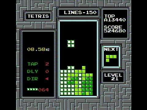 NES Tetris (1989) - Level 19 Maxout score (1,002,100) NTSC Mesen Emulator