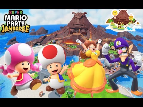 Super Mario Party Jamboree - Toadette vs Toad vs Daisy vs Waluigi - Goomba Lagoon