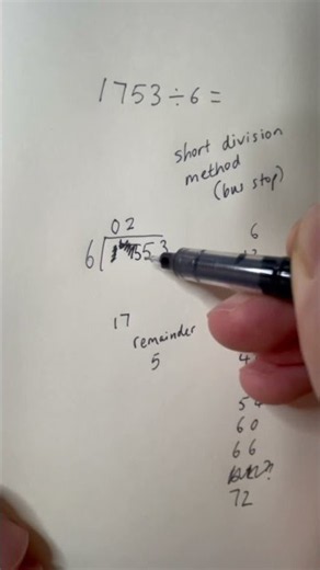 Short Division Method (1753 ÷ 6) | Beat The Teacher #Shorts