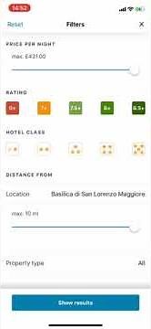 Finding a hotel using the trivago app