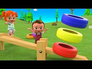 Color Tires Bounce Seesaw Toy 3D - Little Baby Girl Fun Play Learning Colors for Children Kids