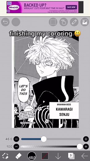 Digital Manga Coloring Process of Contemplative Character