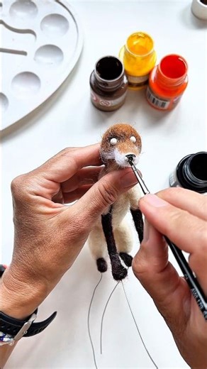 Needle felting a fox. The fox is ready and available! #needlefelting #foxsculpture #petcommission