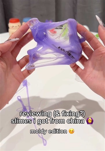 risked my hands to touch moldy slime 🥲 slime from china review & fixing! #slimeasmr #satisfying #fail #review #china