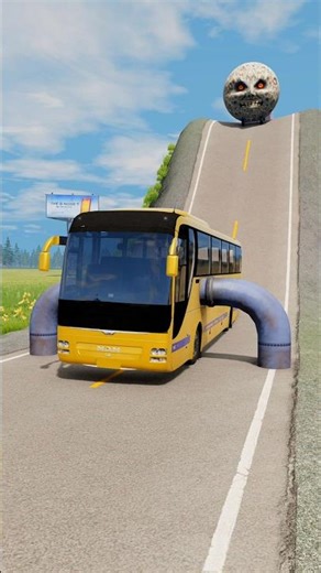 Long Colourful Capsule Bus vs Low Pipes - BeamNG.drive
