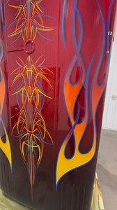 127K views · 3.4K reactions | After 14 years of owning this old Kelvinator fridge I got it out of the corner and jumped the customer line to put some art on it. #pinstriping #handpainted #restoration #custompaint #oldschool #airbrush #flames #ratfink #flyingeyeball #monster #candypaint #metalflake#kelvinator | Wild Wes Paintworks & Hot Rod Factory | Facebook