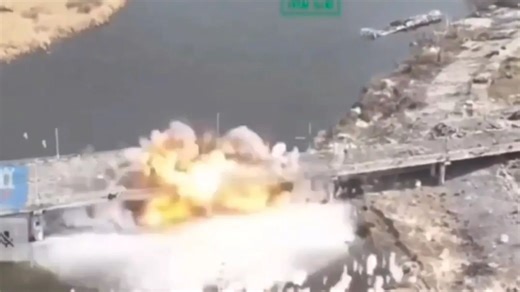 Moment Ukraine blasts key Russian bridge in blow to Putin's war supply lines