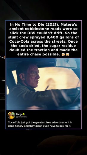 In No Time to Die (2021), Matera's ancient cobblestone roads were so slick the DB5 couldn't drift