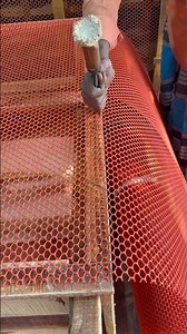 Installing plastic mesh in two-story chicken coop and cutting off excess #woodworking #pet