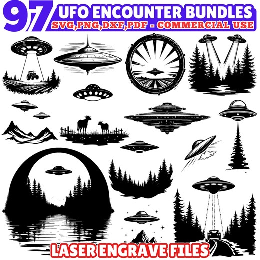 UFO Encounter SVG PNG Bundle, Alien Abduction Designs (laser Engrave Files) - Etsy Australia