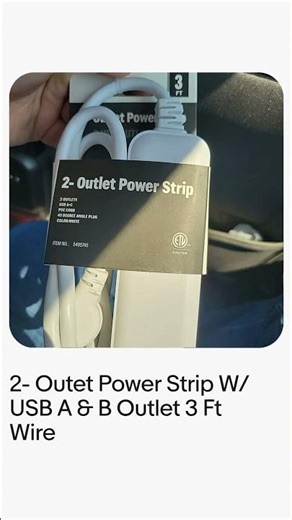2- Outet Power Strip W/ USB A & B Outlet 3 Ft Wire