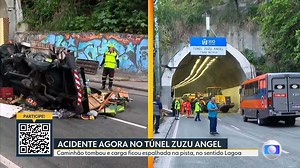 Caminhão tomba e fecha túnel Zuzu Angel no sentido Lagoa