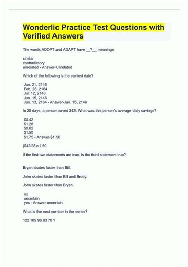 Latest Wonderlic practice test questions and answers933 video