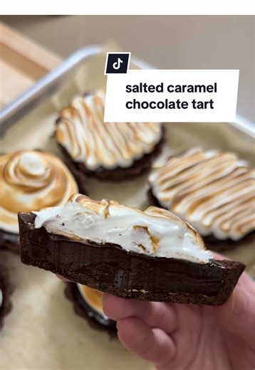 salted caramel chocolate tart with toasted meringue 🥰 #glutenfree #nyc
