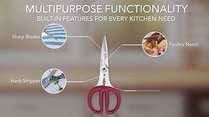 KitchenAid Multi Purpose Shears Kitchen Scissors 1 2-Peice Set Custom Fit Blade Covers Black and Red