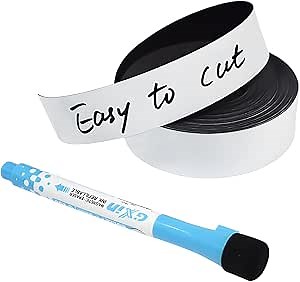 Dry Erase Magnetic Label Strips 2" x 25 Feet White, Reusable Magnetic Dry Erase Labels for for Whiteboards, Locker and Refrigerato, 1 Pack Magnetic Tape Roll