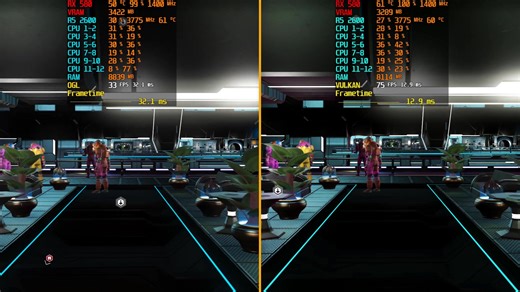 AMD r52600+RX 580 8GB 在《无人深空》VULKAN vs OpenGL性能及游戏对比评测。