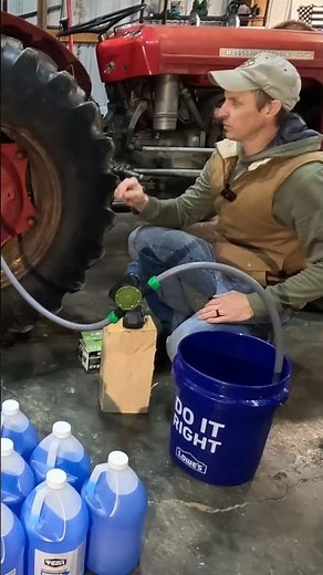 Filling a Tire with Washer Fluid EASY!! #farming #foodplot #masseyferguson #agriculture