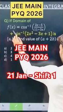 Q) If Domain of 𝑓(𝑥)=cos^(−1) ((2𝑥−5)/(11−3𝑥)) + sin^(−1) (2𝑥^2−3𝑥+1) is [a,b], find value o