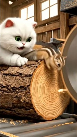 SEO-Optimized YouTube Title: Baby Chipmunk vs Giant Saw! 🐿⚙️ | KungFu Cat Rescue #shorts