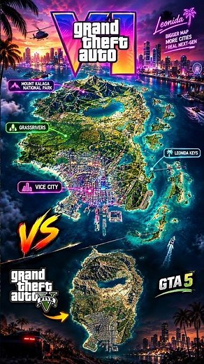 GTA 6 vs GTA 5 — side-by-side map and location comparison! 🔥 #gta6 #gtavi #gta5 #gtav #shorts