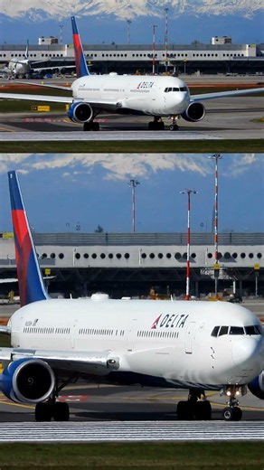 BOEING 767 DELTA AIR LINES MILAN TO ATLANTA LINEUP MALPENSA AIRPORT