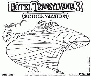 The Mummy Murray with sunglasses coloring page printable game