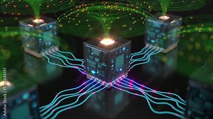 Data center education AI big cloud cyber digital able to loop endless 4k