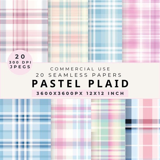Pastel Christmas Plaid Digital Paper: Seamless Patterns (commercial Use) - Etsy UK