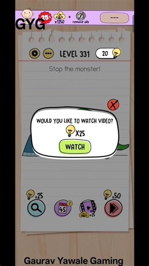 Stop the monster ! Brain Test level 331!