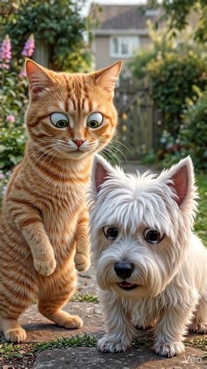 Cat and dog playful argument #catfighter #cutecat #catstory #dogstory