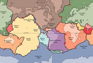 A tectonic plate is a massive, irregularly shaped piece of the crust.