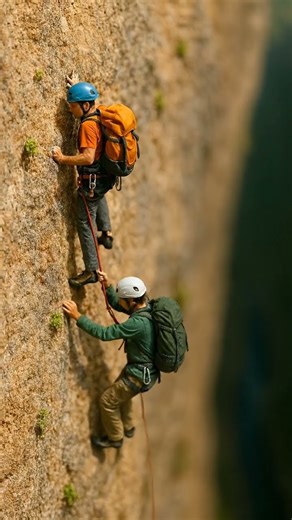 Tiny Climbers Conquer a Giant Cliff ⛰️🧗 #shorts #viral #adventure