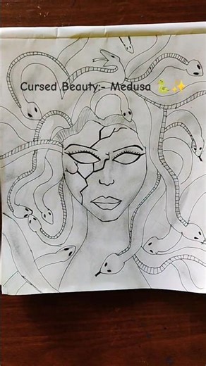 Drawing Cursed Beauty ~ Medusa The Gorgon🐍✨#cozycraftvibes #demon #medusa #evil #drawing #fypシ