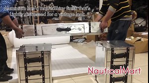 NauticalMart Aluminum Leather Armchair Mid Century Industrial Sofa Aviator Accent Chair Aviation Furniture Home, Restaurant & Office Décor