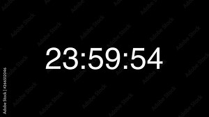 Electronic clock white timer 10 seconds to 24 hours with numbers on black background. Stock Video