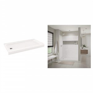 Bootz Industries Aloha ShowerCast 60 in. L x 32 in. W Left Shower Pan Base and NexTile 60 in. W x 32 in. L x 74 in. H Shower Wall Kit - The Home Depot