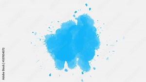 Blue ink drops splatter spilling transition. ink slow motion transition reveal animation. Ink brush stroke transition. Ink splash. Abstract inkblot, splat, fluid art, overlay, alpha matte.