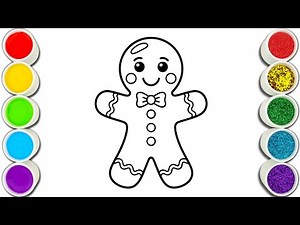 Gingerbread Man Coloring | Christmas Coloring for Kids | Easy Drawing
