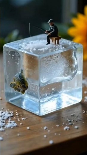 Ice Cube Fishing: The Coolest Science Trick! 🧊🎣 #shorts