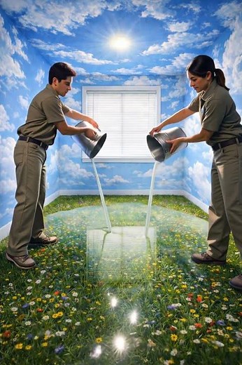 Sky Mural Library Room Reveal + High-Gloss 3D Epoxy Flooring