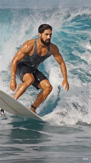 a fit man with blonde hair surfing on a powerful ocean wave. #onewave #makingwaves #surfing