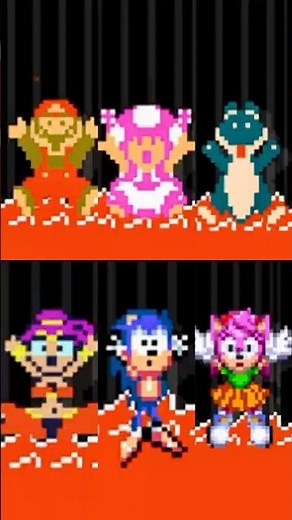 Famous Characters Falling in LAVA - Super Mario Bros. Remastered #supermario #mario #sonic #nes