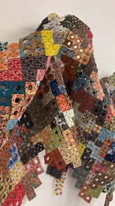 Jessica Sanders: My process for re-hanging my work is pretty simple. I start with a template showing where the nails go on the wall, I then add the nails. Once the nails are in I carefully take the template off the wall, making sure not to rip it. When I take pieces off the wall I add zip ties (backwards so I can reuse them) where the piece sits on the nail. Once the template is off the wall, I use the zip ties to place the piece on the nails. When the piece is completely on the wall I take off 