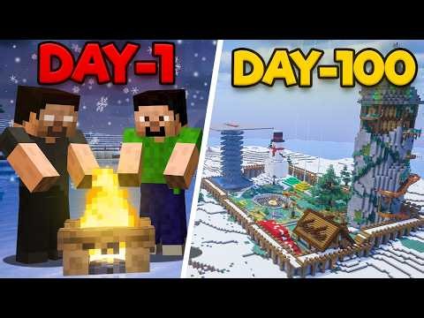We Survived 100 DAYS in Snow ONLY WORLD in Minecraft Hardcore